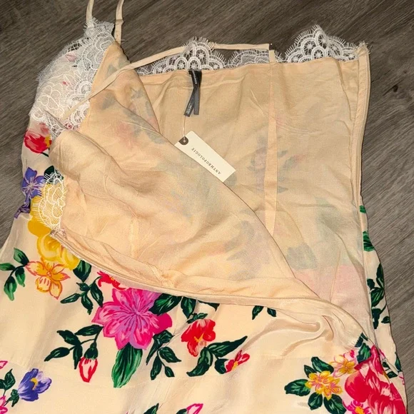 By Anthropologie sleeveless V neck lace slip midi dress